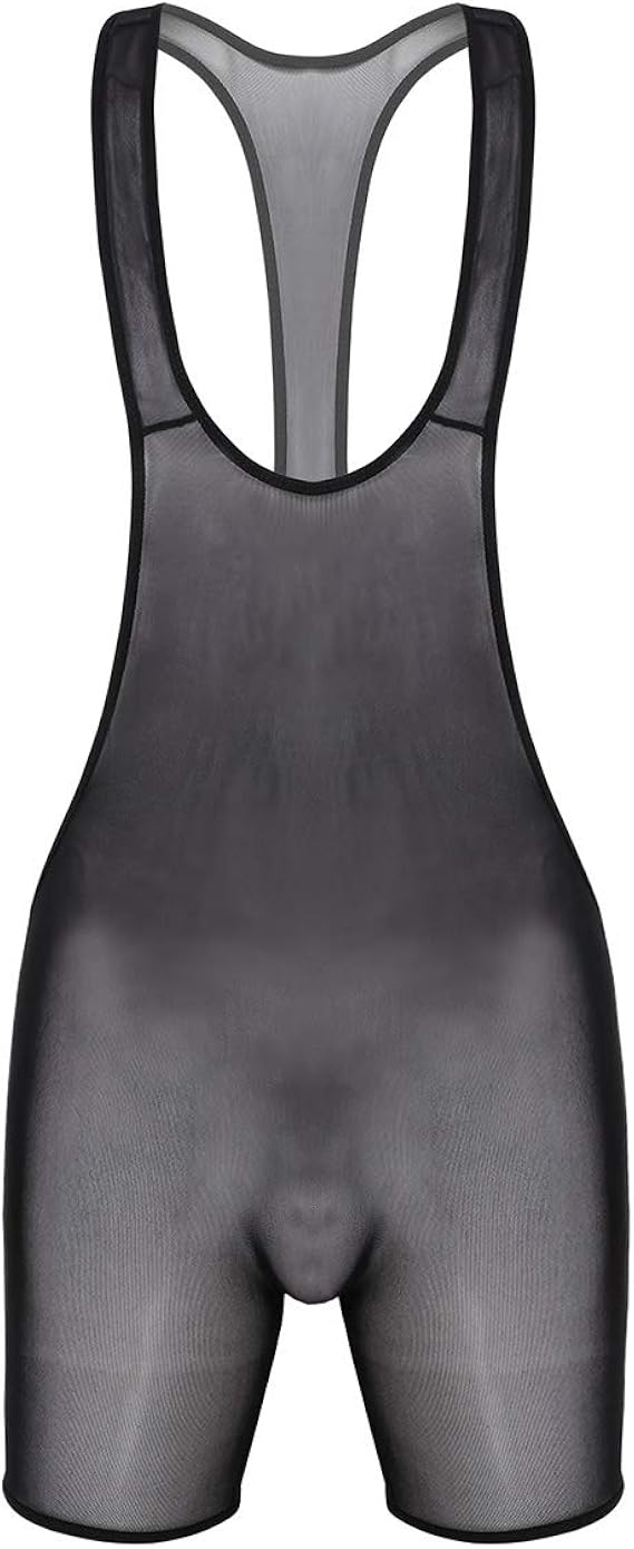 inhzoy Men's Sheer Mesh See Through Wrestling Singlet Sleeveless Racer