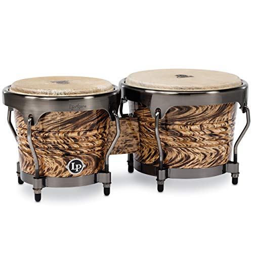 LP Latin Percussion Aspire Accent Bongo 6,75" und 8", Siamesische Eiche/Naturfell, Finish: Havana Café/Brushed Nickel, LPA601-HC
