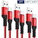 Short USB C Cable,3-Pack(1ft+2x3ft) USB Type C Charger Nylon Braided Fast Charging Cord Compatible Samsung Galaxy S10+ S9 S8 Plus,Note 9 8,LG G5 G6 G7 V35,Google Pixel,Moto Z2 Z3,Power Bank(Red)