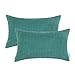 CaliTime Throw Pillow Covers Pack of 2 Comfy Corduroy Corn Striped Waffle Decorative Cushion Cases for Couch Sofa Bed Farmhouse 12 X 20 Inches Teal