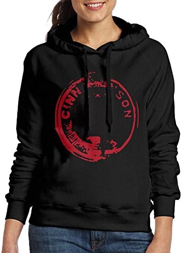 Grhoodie1 Calligraphy Chinese Women's Soft Long Sleeve Pullover Hooded Sweatshirt Black Size M