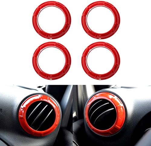 ICARS Red Interior Inner Air Conditioning Vent Cover Trim Accents Accessories for 2011 2012 2014 2013 2014 2015 2016 2017 Jeep Wrangler JK &amp; Unlimited 4 pcs