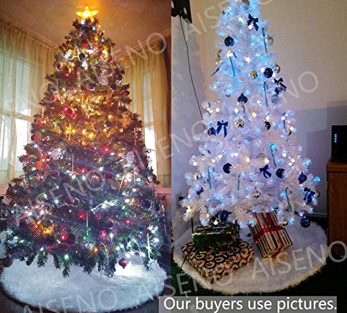 AISENO 48 Inch Christmas Tree Plush Skirt Decoration for Merry Christmas Party Faux Fur Christmas Tree Skirt Decorations - Thumbnail 5