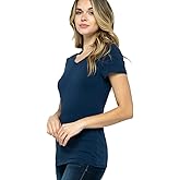 Women's Basic Solid Active Soft Cotton Short Sleeve Crew Neck & V Neck Slim Fitted Top T-Shirts