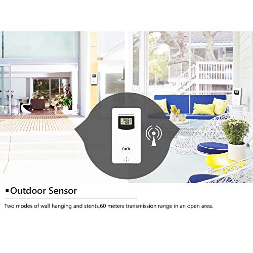 ALLOMN Wireless Weather Station with Color High Definition Display Indoor Outdoor Digital Thermometer Home Alarm Clock with Temperature Humidity Barometer Alarm Moon Phrase (Yellow Bamboo) - Thumbnail 2