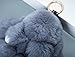 YISEVEN Stuffed Bunny Keychain Toy - Soft and Fuzzy Large Stitch Plush Rabbit Fur Key Chain - Cute Fluffy Bunnies Floppy Furry Animal Doll Gift for Girl Women Purse Bag Car Charm - Dark Gray