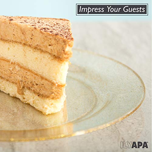 image for Ilyapa 100 Gold Glitter Plastic Plates for Dinner Party or Wedding - 1