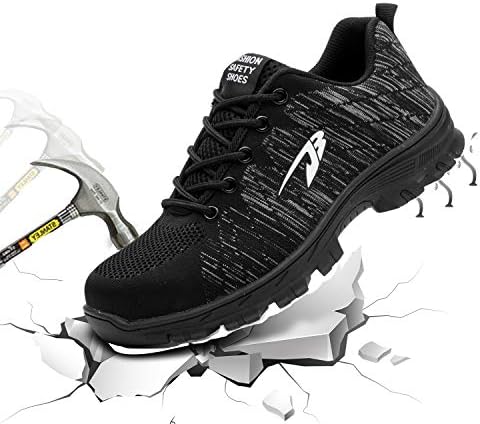Angbater Work Steel Toe Safety Shoes for Men and Women,Industrial Construction Outdoor Breathable Safety Shoes Casual Sneakers