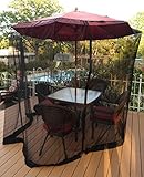 Patio Umbrella Mosquito Netting - Polyester Mesh Screen with Zipper Opening and Water Tube at Base to Hold in Place - Helps Protect from Mosquitoes - Fits 9FT Umbrellas and Patio Tables - Black