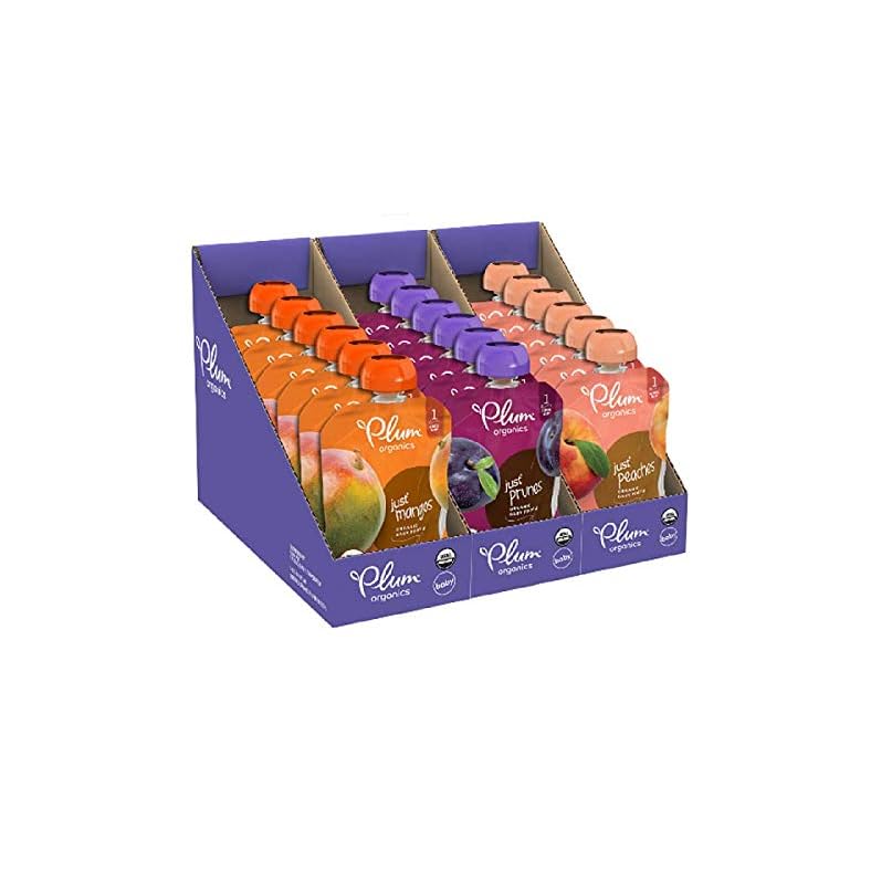 Plum Organics | Stage 1 | Organic Baby Food Meals [4+ Months] | Variety Pack | 4 Ounce Pouch (Pack Of 18)