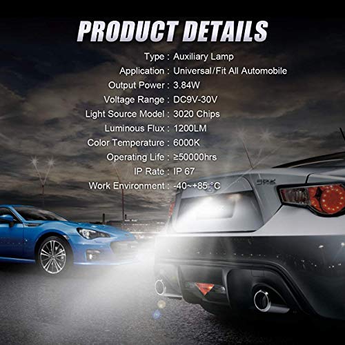 image for KAFEEK Auxiliary Reverse Light Bulb, Super Bright 3020 6LED Adjustable