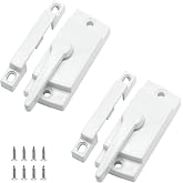 Uenhoy 2 Pack White Cam Action Sash Lock Hole Center Double Hung Windows | Zinc Alloy With Multi-Layer Plating, Anti-Jimmy Studs, Tightens Keeper When Locked, Screws Included, Fits Sliding Windows