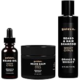 Golden Grooming Co. Everyday Beard Bundle – Complete Beard Care Set | Includes Beard Oil, Balm & Shampoo (Regular, Smoky Citrus - Limited Edition)