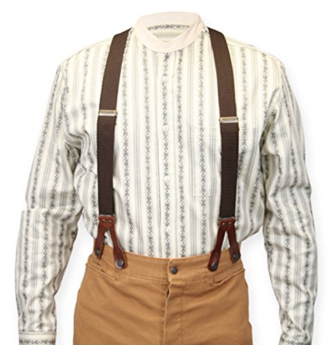 Historical Emporium Men's Canvas Stagecoach Y-Back Button End Suspenders Brown