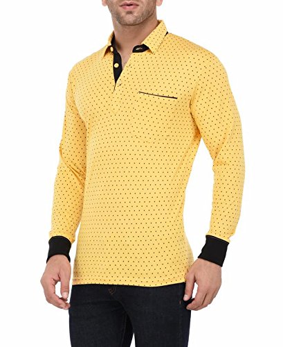 vivid bharti men's yellow printed full sleeve high quality tshirts