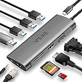 EKSA USB C Hub, 11 in 1 USB Type C Multiport Adapter for MacBook Pro and Other Type C Laptops, 4K USB C to HDMI, VGA, 4 USB Ports, Gigabit Ethernet, SD/TF Card Reader, Audio Port and Power Delivery