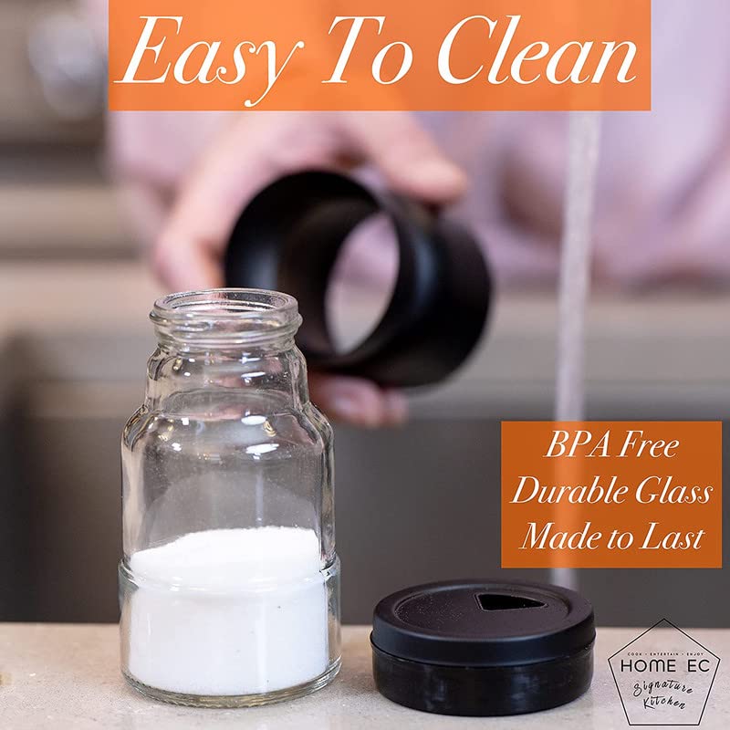 HOME EC Glass Salt and Pepper Shakers Set with Adjustable Pour Holes