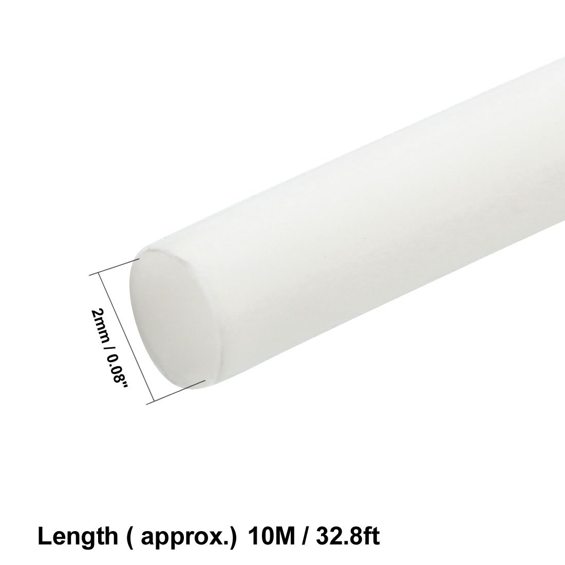 sourcing map Heat Shrink Tubing, 2mm Dia 2:1 Heat Shrink Wrap Cable Sleeve Heat Shrink Tube 10m Length White - Image 3
