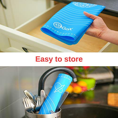 Silicone Baking Mat with Measurements, Dough Rolling, Cooking mat, Heat Resistance, Bread Kneading Board, Reusable, Non stick Pastry mat, Baking Pastry Mat, BPAFree, Blue