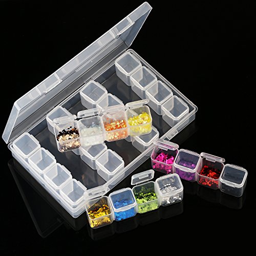 image for SEELOK 2 Pack 28 Grids Plastic Storage Boxes Diamond Painting Nail Acc