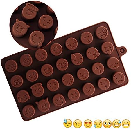 Emoji Expression Chocolate Silicone Mold, 28 Grids Brown Cute Candy Baking Mold, Mold for Soap / Cake / Cookie / Jelly