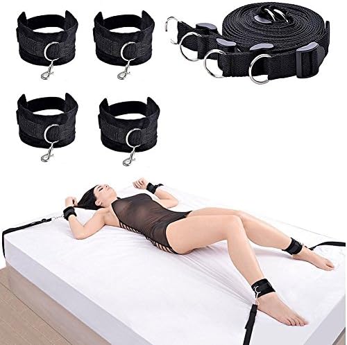 LUCKY YXL Premium Bed Restraint System Kit Medical Grade Strap with Soft Furry Comfortable Wrist and Ankle Cuffs