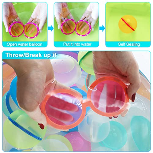 AiParty Reusable Water Balloons, Pack of 5 Silicone and Magnets Refillable Throwable Splash Self Sealing Water Splash Ball for Summer Outdoor Party, Pool Beach Toys for Kids
