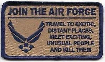 JOIN THE AIRFORCE USAF FUN Military POW Air Force MC Biker Vest Patch PAT-1024