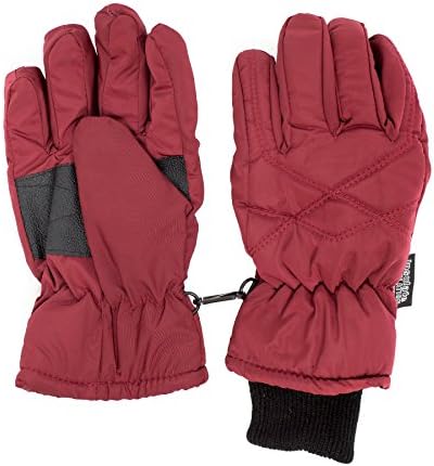 SANREMO Unisex Kids Thinsulate and Waterproof Cold Weather Ski Gloves(6-8 Years, Maroon)