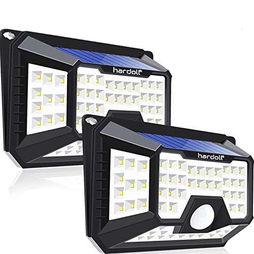 hardoll 66 LED Motion Sensor Security Waterproof Solar Garden Lights for Home (Cool White)-Pack of 2
