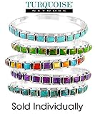 Stackable 925 Sterling Silver Bangle Bracelet with Genuine Turquoise and Gemstones