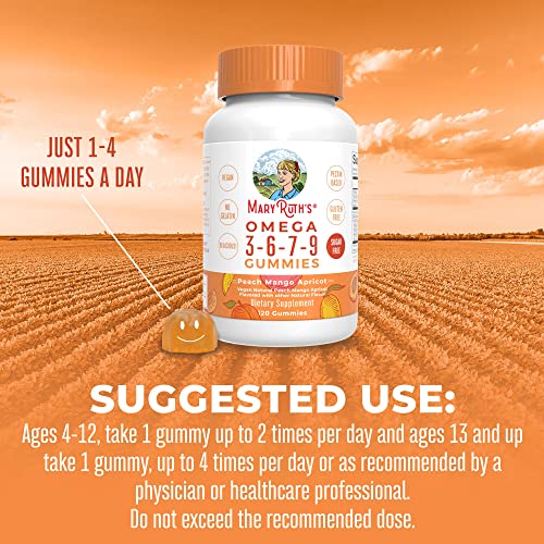 Vegan Omega 3 6 7 9 Gummies by MaryRuth's Up to 4 Month Supply