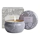 LA JOLIE MUSE Scented Candles Blue Lotus Candle Soy Wax, 8.1oz Aromatherapy Stress Relief Travel Tins, Fresh and Clean