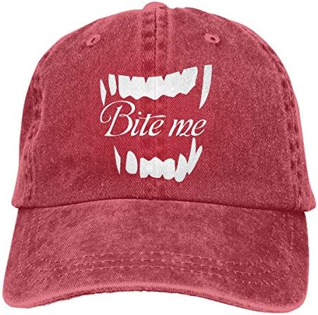 Alility Caps Bite Me Funny Fishing Vintage Adjustable Denim Hat Trucker Cap ForAdult