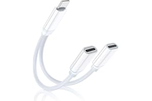 YMPIGOY Dual USB C Headphone and Charger Adapter, 2-in-1 Type C Audio Adapter with Fast Charging, USB TYPE C Splitter Dongle Cable Cord for iPhone 15 Series, Galaxy S22/21/20 Series, All Android series（Black）