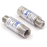 VCE Coaxial Surge Lightning Protector for Coaxial TV Antenna and Satellite in-Line 75 Ohm 5-2500MHz, 2 Pack Silver