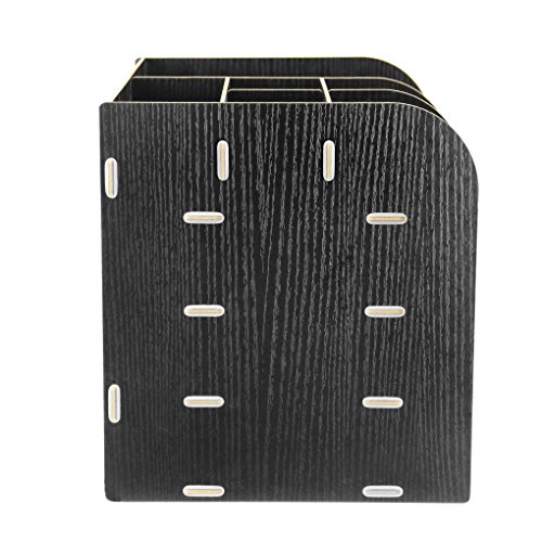 Office Supplies Desktop Organizer File Tray Wooden Pen Holder Sorter Storage Books Container Makeups Box Magazines Racks Counter Accessories Remote Controls Case Home School Student Workspace - Thumbnail 5