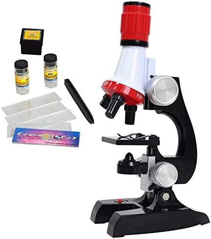 Microscope Kit Science Experiment Supplies LED 100 x 400x and 1200x Magnification for Boys Girls Students
