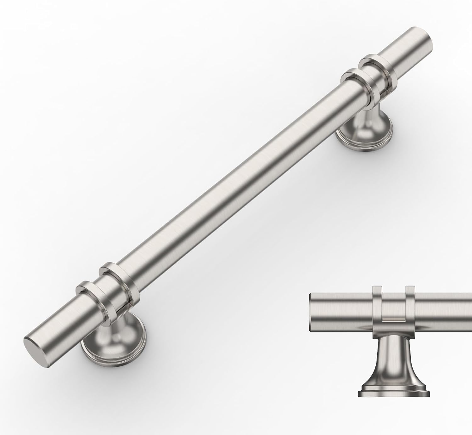 Amerdeco 10 Pack Brushed Satin Nickel Cabinet Pulls 5 Inch(128MM) Hole Centers Kitchen Cabinet Handles Cabinets Hardware Drawer Pulls AM002 — image 1