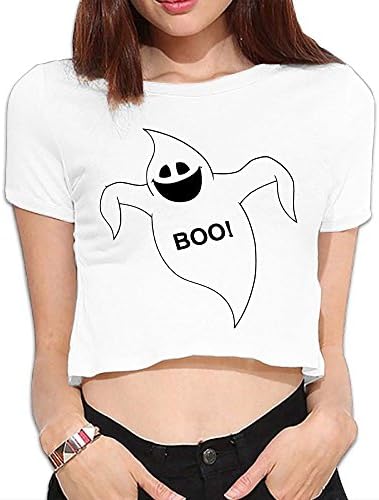 GBKEM Boo Halloween Scary Bed Sheet Ghost Summer Crop Tops Street Sleeve Tee Bare Midriff Sexy T-Shirt