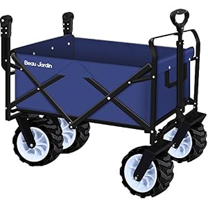Image of Folding Push Wagon Cart Collapsible Utility Camping Grocery Canvas Fabric Sturdy Portable Rolling Lightweight Buggies Outdoor Garden Sport Picnic Heavy Duty Shopping Cart Wagons With Wheels