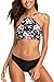 ALove Floral Bikini Tops for Women High Neck 2 Piece Swimwear Bikinis Large