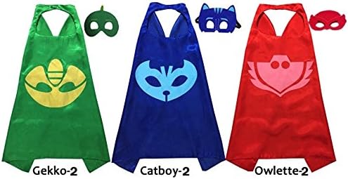 PJ Masks Cape and Mask Set (Owlette, Gekko, Catboy 3 Pc Set)