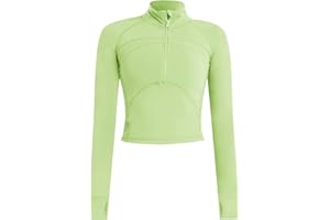 ZHENWEI Women's Cropped Workout Jacket 1/2 Zip Pullover Running Athletic Outwear Slim Fit Long Sleeve Yoga Top