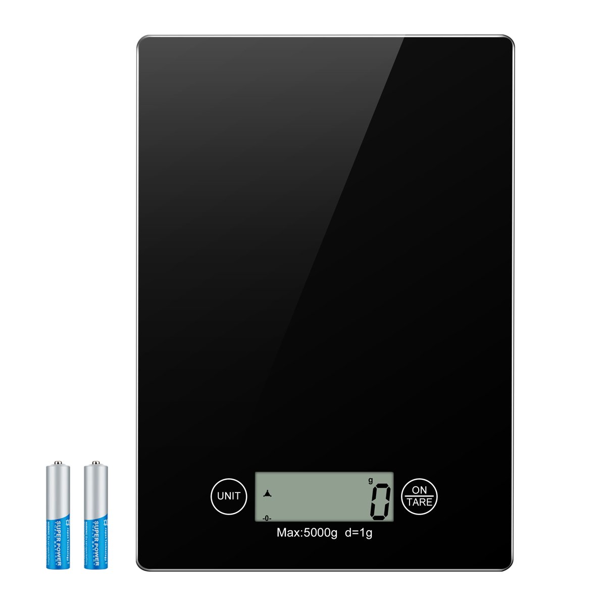 Vellepro Digital Kitchen Scale with 4 Units,Large LCD Display, Auto Off,Tare Function,Multifunction Food Scale with Water-Resistant Tempered Glass Surface,Touch Sensitive Button(Batteries Included)