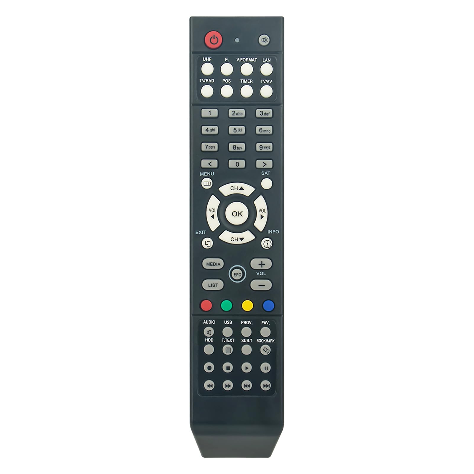 VINABTY Replacement Remote Control Compatible with Technomate TM 800 HD TM-800HD Satellite TV Receivers