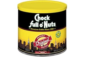 CHOCK FULL O' NUTS Chock Full o’Nuts Original Roast Ground Coffee, Medium Roast – Coffee Beans – Smooth, Full-Bodied Medium Blend with A Rich Flavor (26 Oz. Can)