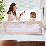 Bed Rails for Toddlers 47 inch - BABY ELF Swing Down Safety Bedrail – Portable Bed Guard for Kids Twin, Double, Full Size Queen & King Mattress (Beige)