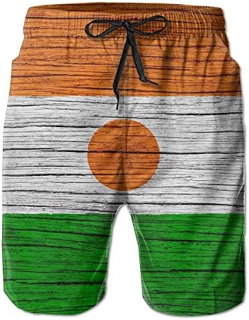 Niger Wooden Texture Nigerian FlagHandsome Fashion Summer Cool Shorts Swimming Trunks Beachwear Beach Shorts