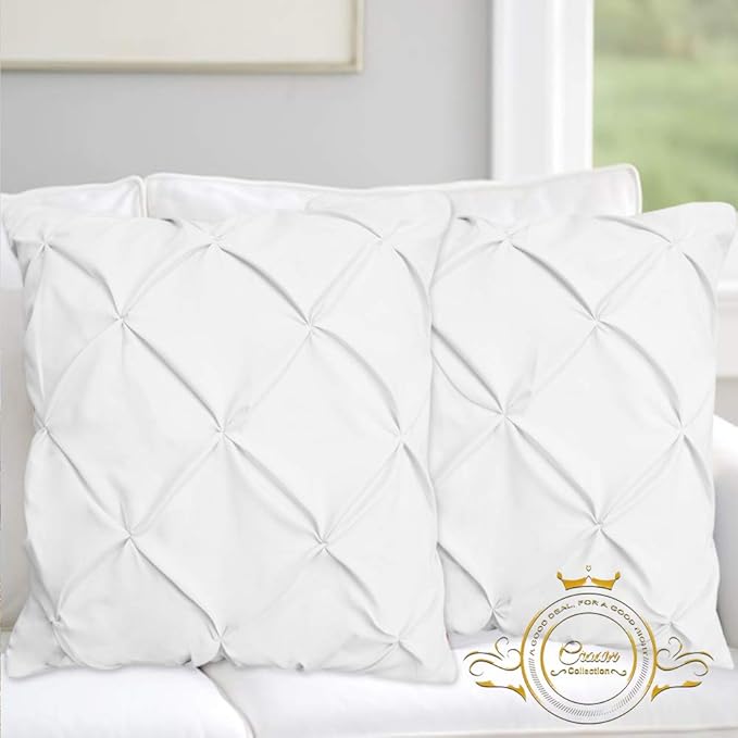 Hotel Quality White Solid Pinch Pleated Pintuck Euro Pillow